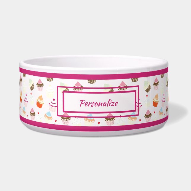 Schattigee Cupcakes Cake Dessert Patroon Kat Hond Voerbakje (Voorkant)