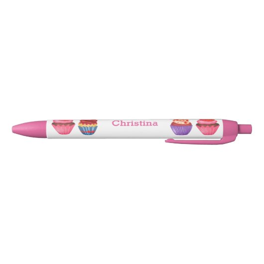 Schattigee cupcakes Custom Naam Pink Pen A12 (Bodem)