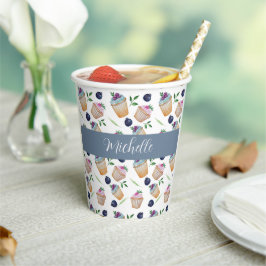 Schattigee cupcakes en fruit Waterverf patroon Papieren Bekers