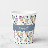 Schattigee cupcakes en fruit Waterverf patroon Papieren Bekers (Voorkant)
