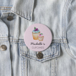 Schattigee cupcakes en vruchten Waterverf Ronde Button 7,6 Cm
