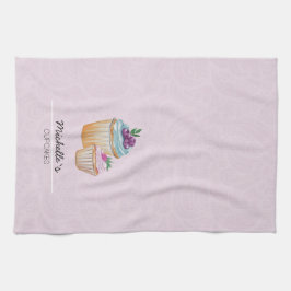 Schattigee cupcakes en vruchten Waterverf Theedoek