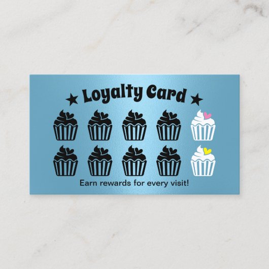 Schattigee Cupcakes gebak Bakkerij Modern blauw Klantenkaartje (Voorkant)