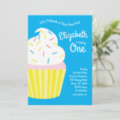 Schattigee Cupcakes Kinder 1e Verjaardagsfeestje Kaart (Staand voorkant)