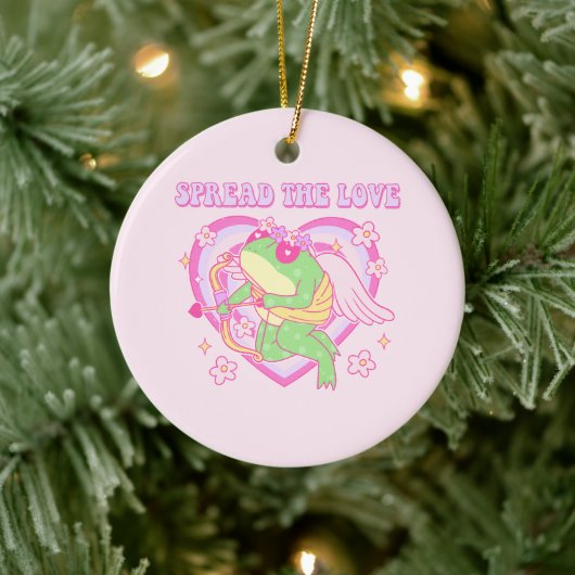 Schattigee Cupido Frog - Spreid de Liefde Keramisch Ornament (Boom)