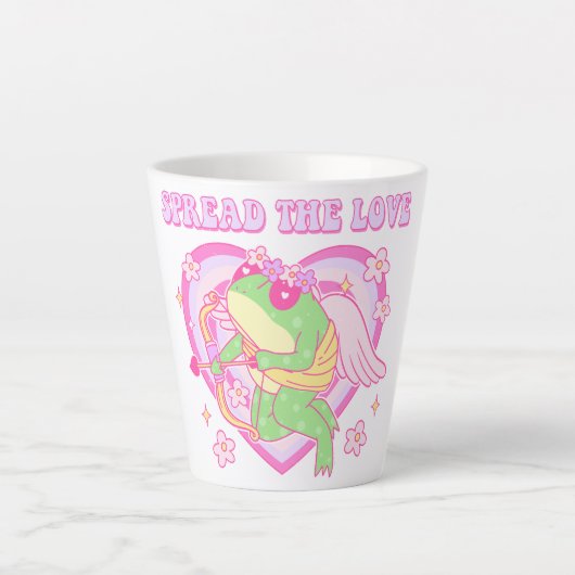 Schattigee Cupido Frog - Spreid de Liefde Latte Mok (Voorkant)