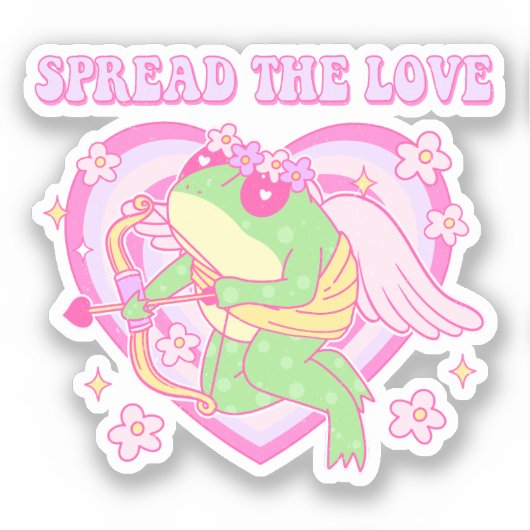 Schattigee Cupido Frog - Spreid de Liefde Sticker (Voorkant)