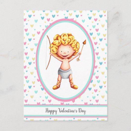 Schattigee Cupido Happy Valentijnsdag Briefkaart (Voorkant)