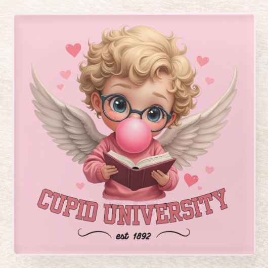 Schattigee Cupido University Bubblegum Angel esthe Glazen Onderzetter (Voorkant)
