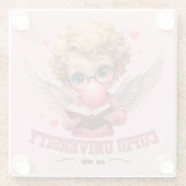 Schattigee Cupido University Bubblegum Angel esthe Glazen Onderzetter (Achterkant)