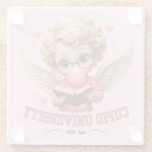 Schattigee Cupido University Bubblegum Angel esthe Glazen Onderzetter (Achterkant)