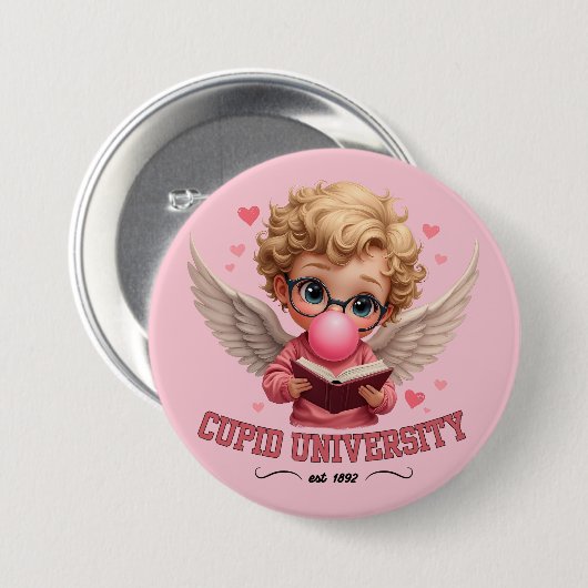 Schattigee Cupido University Bubblegum Angel esthe Ronde Button 7,6 Cm (Voorkant /achterkant)