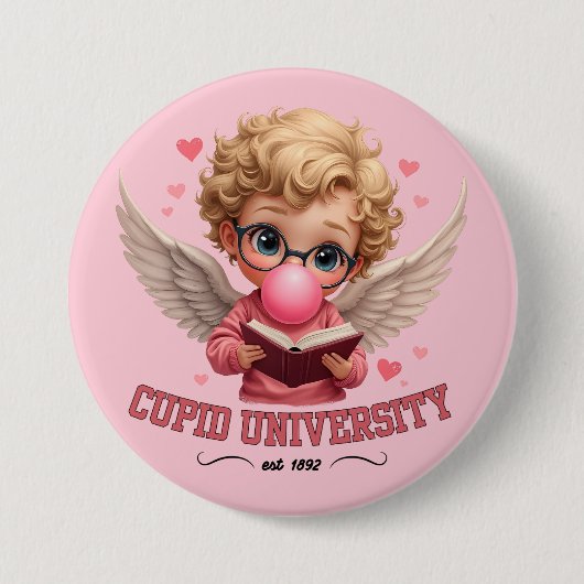 Schattigee Cupido University Bubblegum Angel esthe Ronde Button 7,6 Cm (Voorkant)