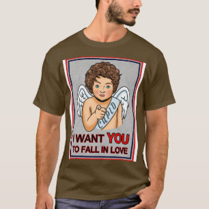 Schattigee Cupido Valentijn Love I Want You Retro T-shirt