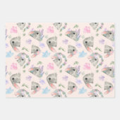 Schattigee Curious Rabbits Floral Pastel Roze Blau Inpakpapier Vel (Voorkant 3)