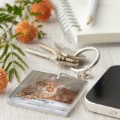 Schattigee Curly Naam Cat Foto Sleutelhanger (Voorkant Rechts)