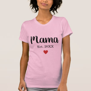 Schattigee Cursieve Mama Opgericht Jaar Red Heart T-shirt