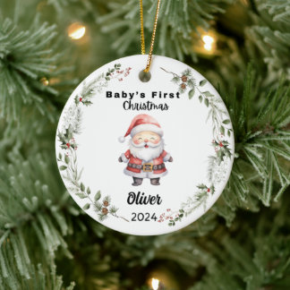 Schattigee Custom Baby Eerste Waterverf Santa Keramisch Ornament