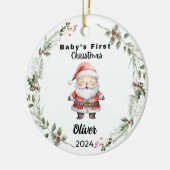Schattigee Custom Baby Eerste Waterverf Santa Keramisch Ornament (Links)