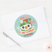 Schattigee Custom Baby's Eerste Kerstmis Ronde Sticker (Envelop)