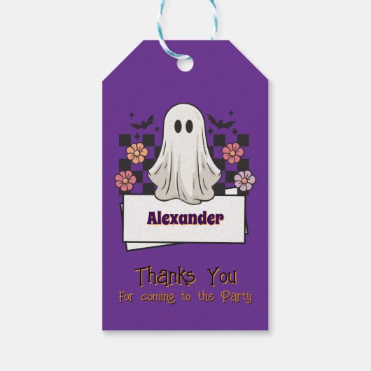 Schattigee Custom Bedankt Halloween Ghost Cadeaulabel (Achterkant)