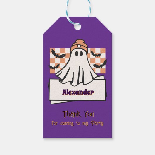Schattigee Custom Bedankt Halloween Ghost Cadeaulabel (Voorkant)