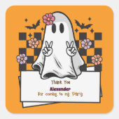 Schattigee Custom Bedankt Halloween Ghost Vierkante Sticker (Voorkant)