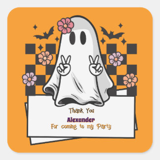 Schattigee Custom Bedankt Halloween Ghost Vierkante Sticker