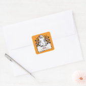 Schattigee Custom Bedankt Halloween Ghost Vierkante Sticker (Envelop)