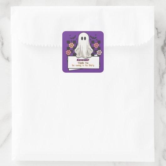Schattigee Custom Bedankt Halloween Ghost Vierkante Sticker (Tas)
