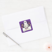 Schattigee Custom Bedankt Halloween Ghost Vierkante Sticker (Envelop)
