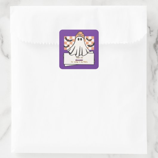 Schattigee Custom Bedankt Halloween Ghost Vierkante Sticker (Tas)