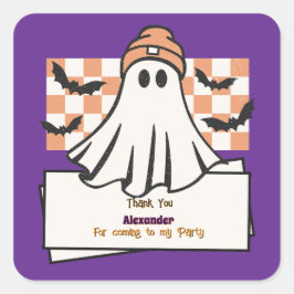 Schattigee Custom Bedankt Halloween Ghost Vierkante Sticker