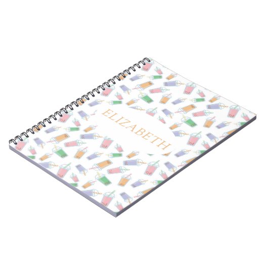 Schattigee Custom Bubble Tea Boba Pastel Notitieboek (Linkerzijde)