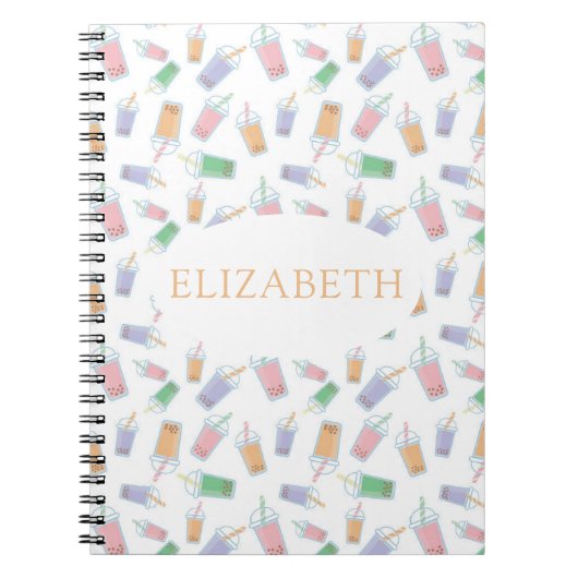 Schattigee Custom Bubble Tea Boba Pastel Notitieboek (Voorkant)