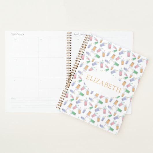 Schattigee Custom Bubble Tea Boba Pastel Planner (Display)
