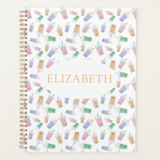 Schattigee Custom Bubble Tea Boba Pastel Planner (Voorkant)
