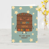 Schattigee Custom Choco Cake Son 10th Birthday Kaart (Gele Bloem)