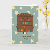 Schattigee Custom Choco Cake Son 8e verjaardag Kaart (Gele Bloem)
