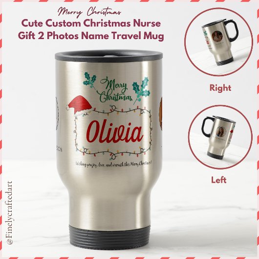 Schattigee Custom Christmas Nurse Gift 2 Foto's Na Reisbeker