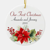 Schattigee Custom Couples Eerste Kerstdag Keramisch Ornament (Voorkant)