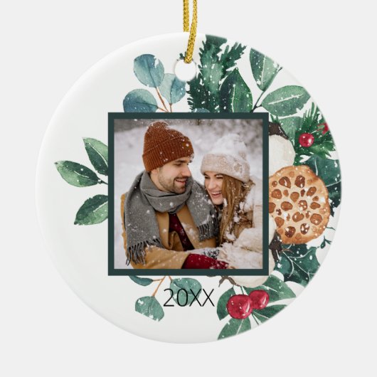 Schattigee Custom Couples Eerste Kerstdag Keramisch Ornament (Voorkant)