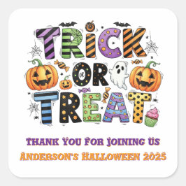 Schattigee Custom Dank u Halloween Vierkante Sticker