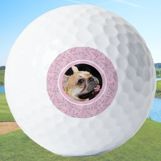 Schattigee Custom Dog Afbeelding Sjabloon Roze Dam Golfballen