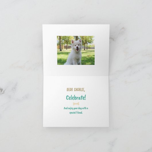 Schattigee Custom Dog Verjaardag Kaart met Foto vo (Binnen)