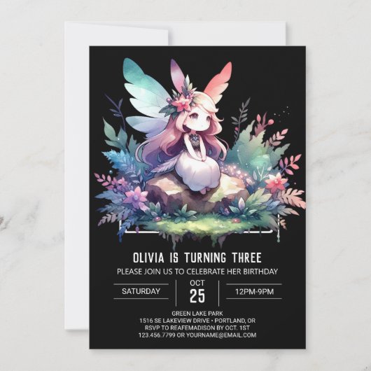 Schattigee Custom Fairy Birthday Kaart (Voorkant)