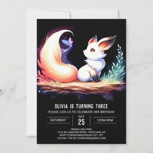 Schattigee Custom Fox Verjaardag digitaal Kaart (Voorkant)