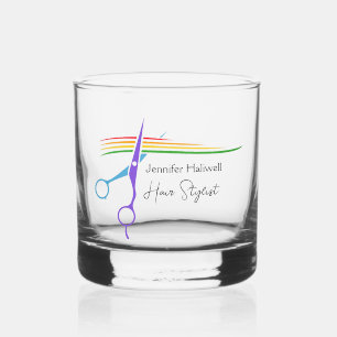 Schattigee Custom Hair Stylist Rainbow Scissors Sa Whisky Glas