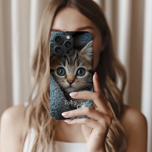 Schattigee Custom kitten Foto & Naam met Heart Paw Case-Mate iPhone Case