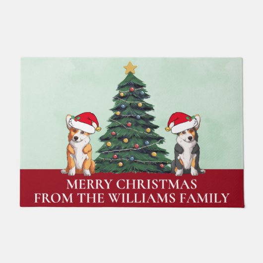 Schattigee Custom Merry Christmas Corgi Dogs Deurmat (Voorkant)